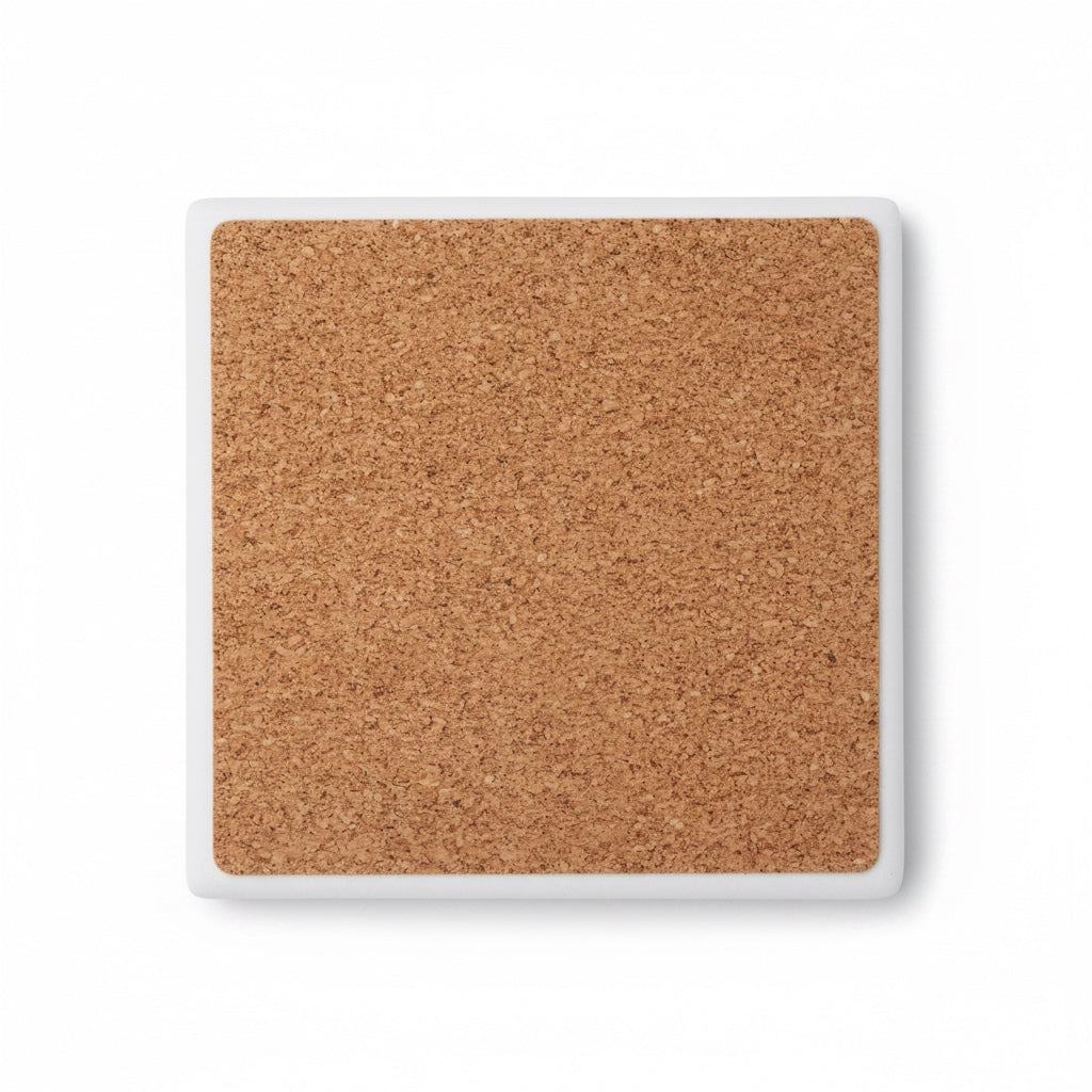 A square cork bulletin board cover with a white border, shown on a clean white background.