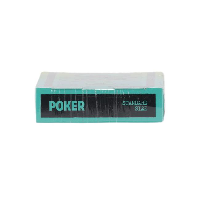 A sealed deck of Retro Stereo Playing Cards by The United States Playing Card Company, featuring a green and black POKER STANDARD SIZE label and craft beer-inspired retro stereo graphics, shown from the side against a white background.