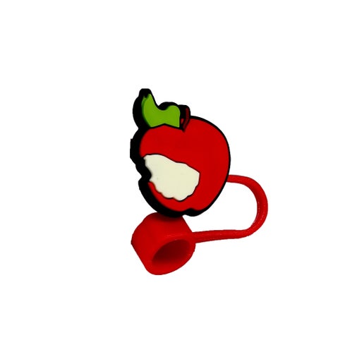 Red Angry Orchard Apple Silicone Straw Topper