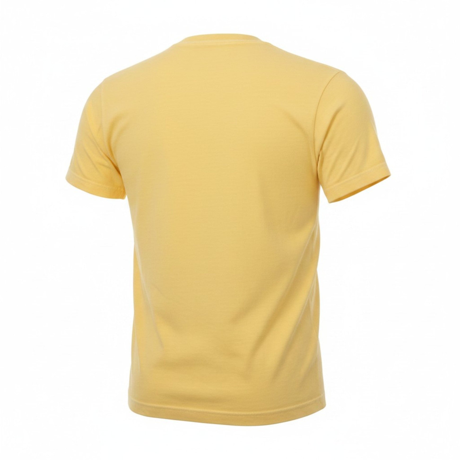 Back view of Samuel Adams yellow t-shirt featuring clean minimalist design with short sleeves and soft cotton fabric