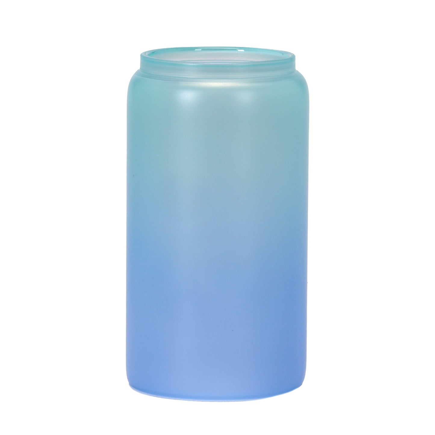 Blue ombre can-shaped glass with a frosted finish and Samuel Adams logo; changes color when cold liquid is added.