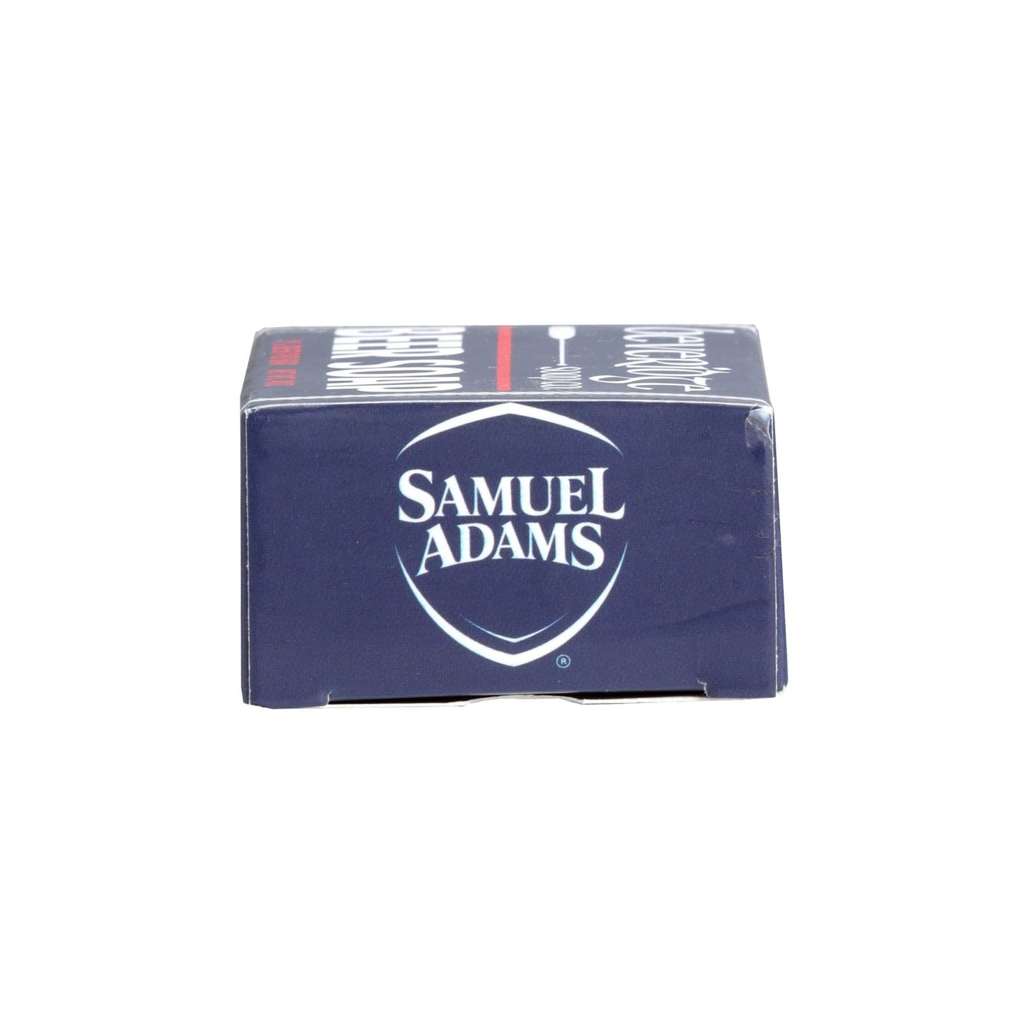 The side of the box has the classic Samuel Adams shield logo in white.