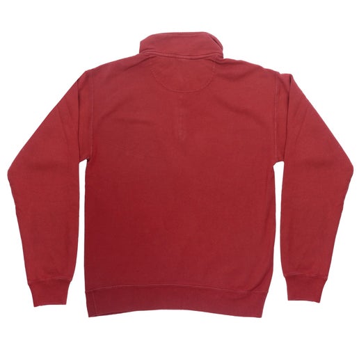 A Dark Red Quarter Zip Pullover.