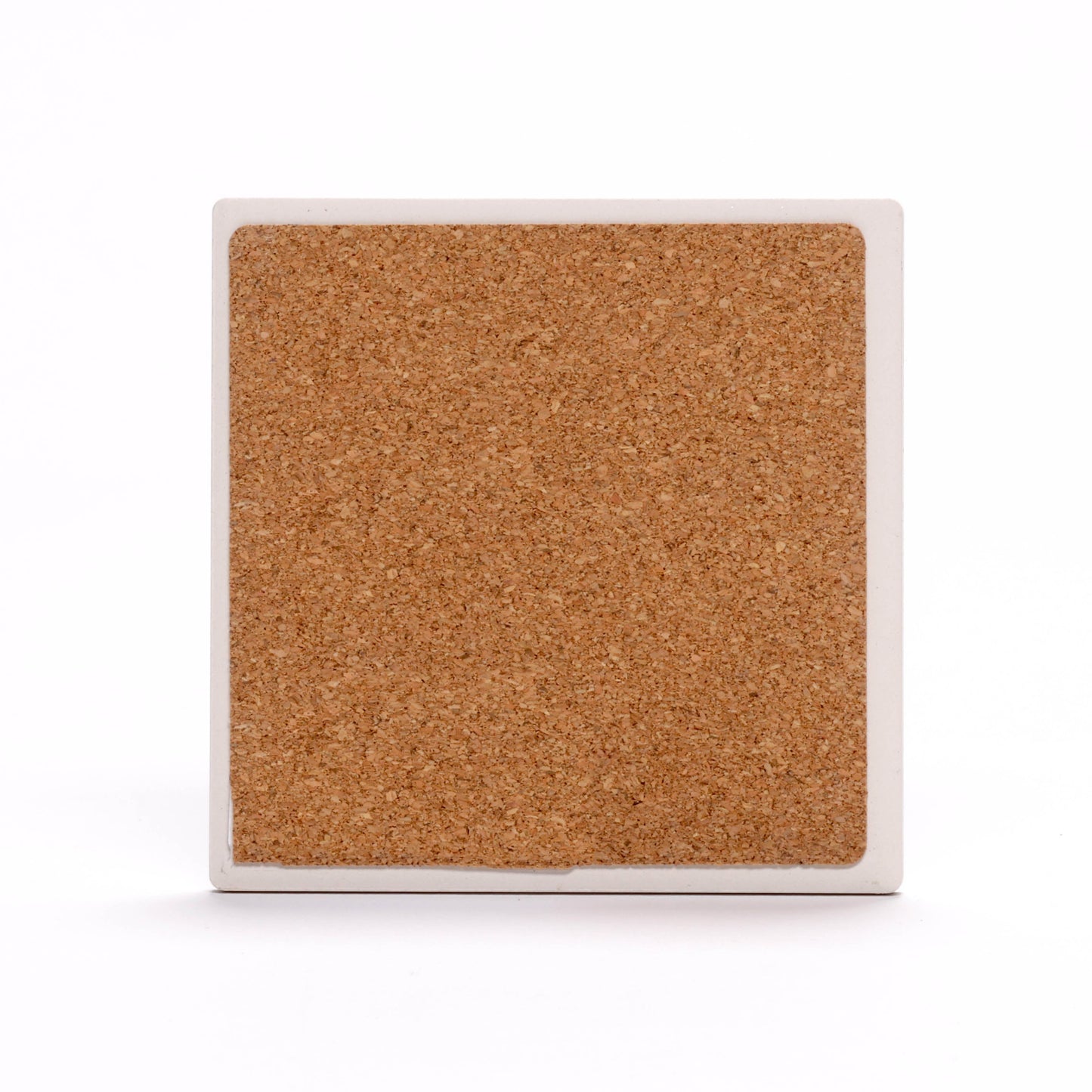 Back of coaster showing cork backing.