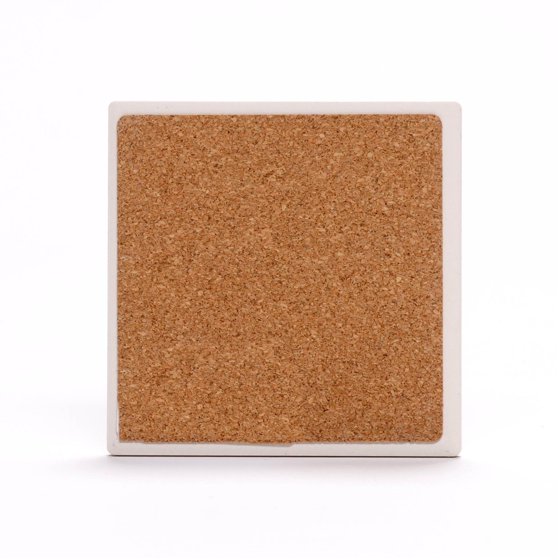 Back of coaster showing cork backing.