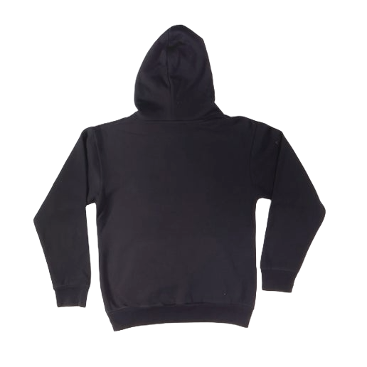 Back of black hoodie.