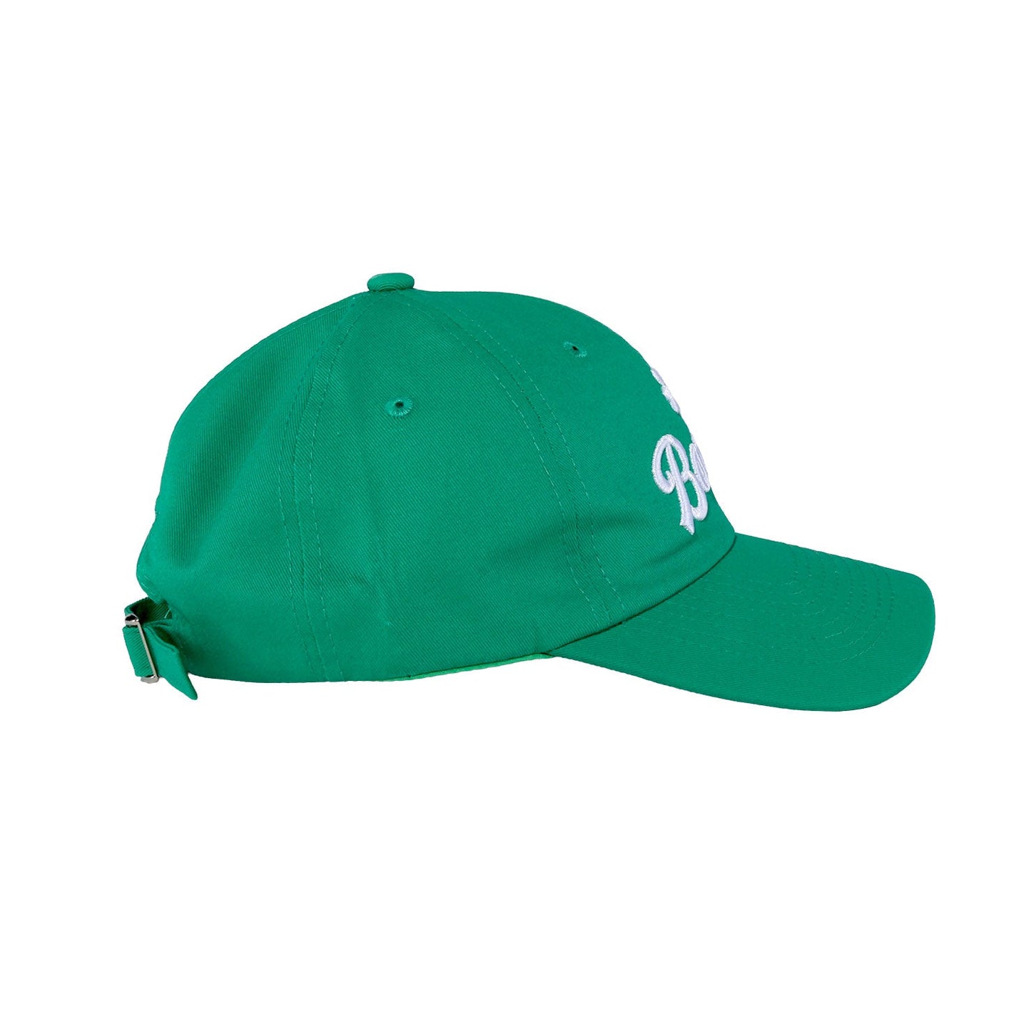 Green cap with a logo on a white background