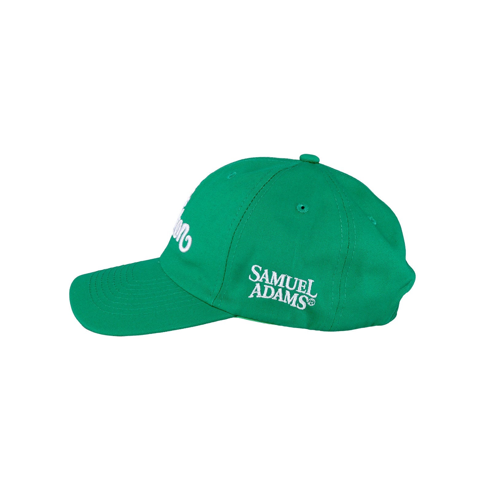 Green cap with 'Samuel Adams' logo on a white background