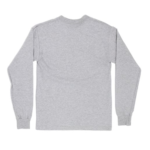 The back of the long sleeve tee is a classic heather grey.