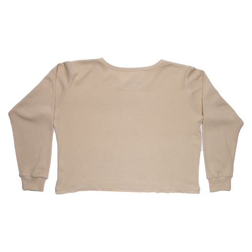 The back of this tee is solid tan. 