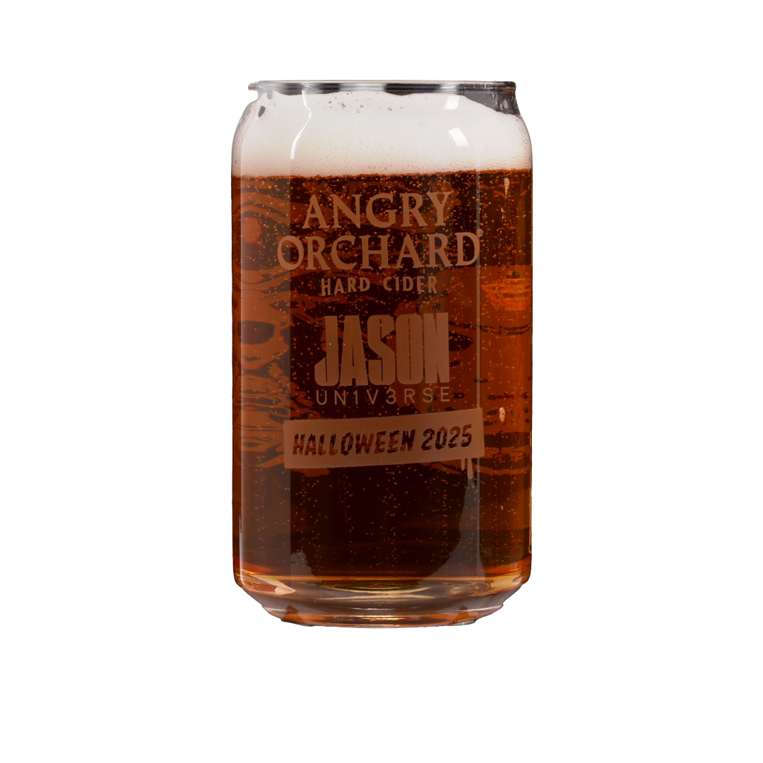 Can of Angry Orchard hard cider with personalized text on a white background