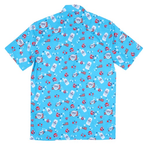 Back view of the same camp shirt showing full print design.