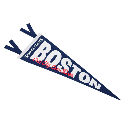 Samuel Adams Boston beer pennant on a white background