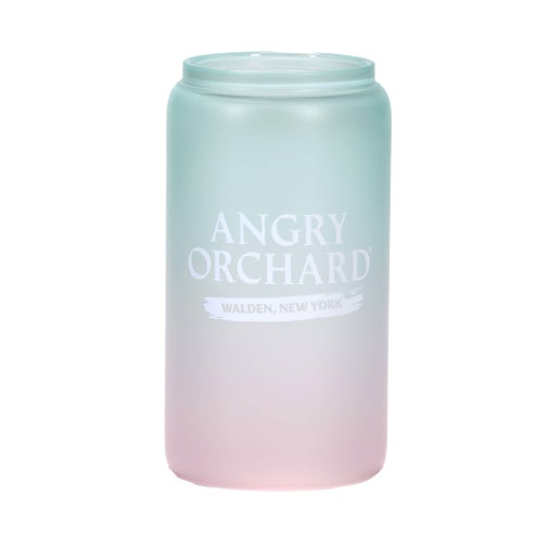 On one side of the glass is the writing "Angry Orchard" and underneath it, "Walden, New York".