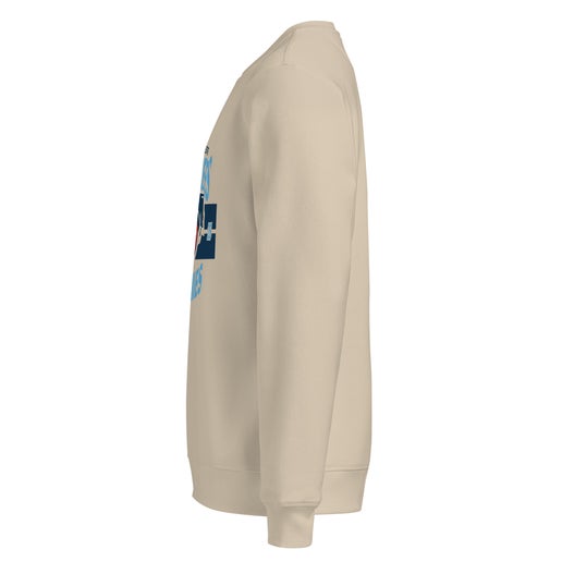 Side view of crewneck.