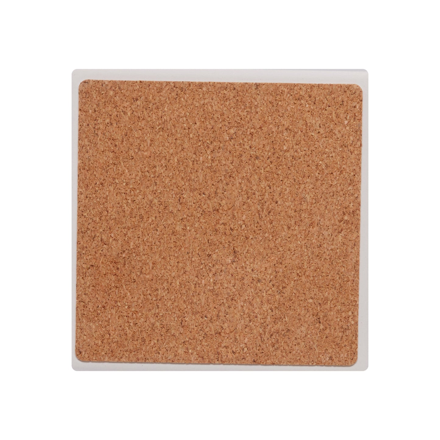 Back of Boston drink coaster with natural cork backing, square coaster designed to protect surfaces from moisture and heat.