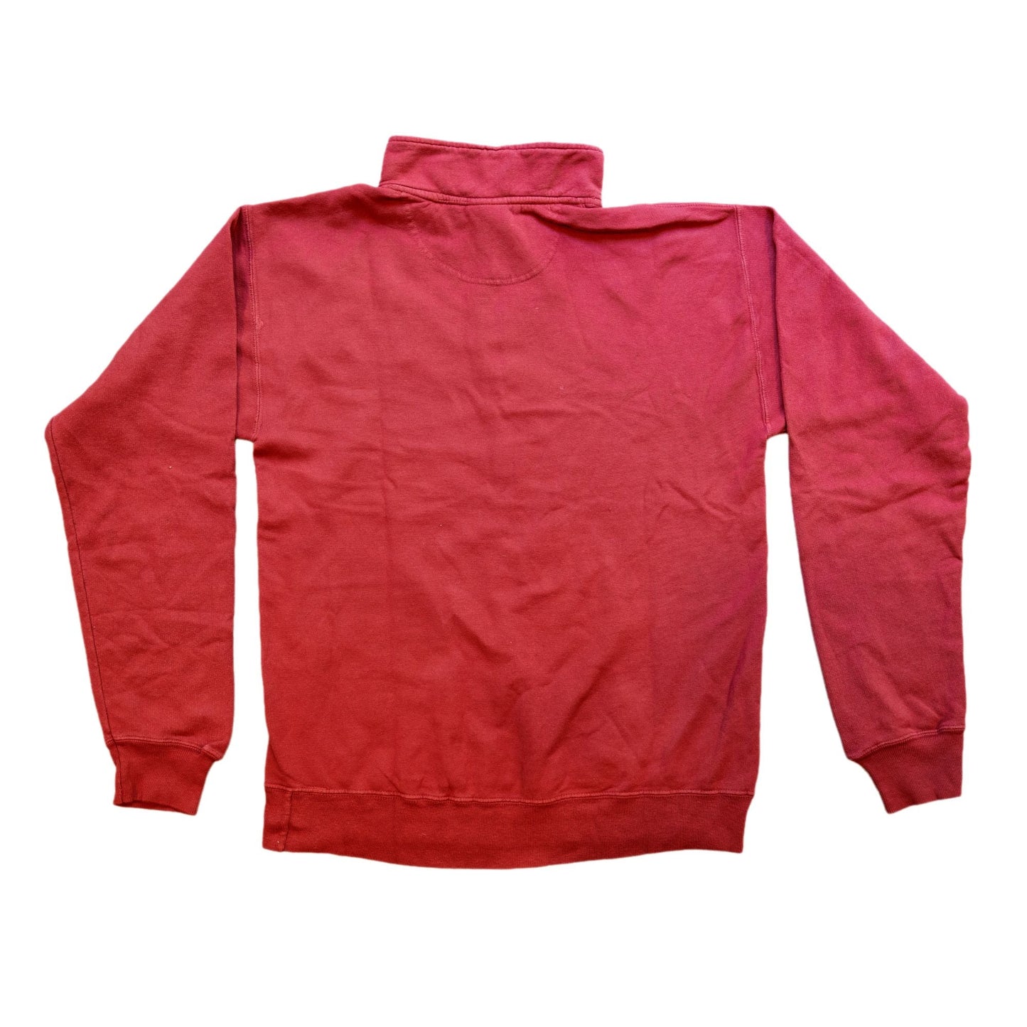 Backside of Red Angry Orchard Walden New York Quarter Zip 