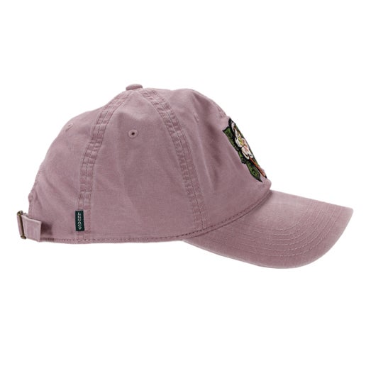 Right side view of hat which is generally blank. Small tag with writing "Legacy" is shown.