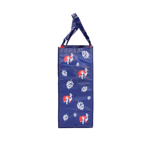 This reusable tote features the iconic Sam Adams logo and signature art work. Features blue sturdy handles.
