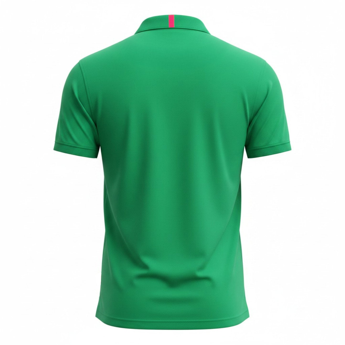 Sun Cruiser x G/FORE green men’s golf polo back view with clean silhouette, contrast neck detail, and athletic performance fit