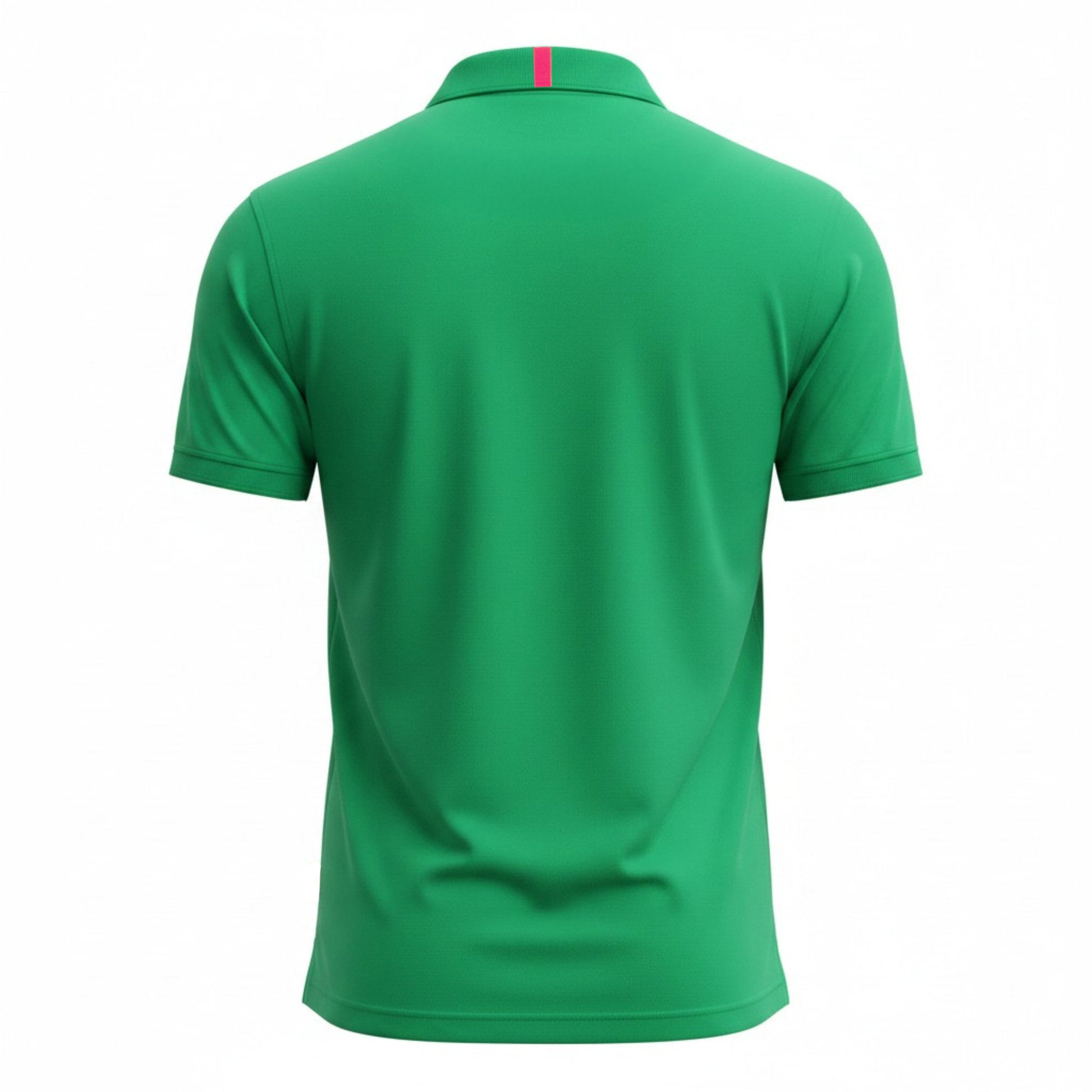 Sun Cruiser x G/FORE green men’s golf polo back view with clean silhouette, contrast neck detail, and athletic performance fit