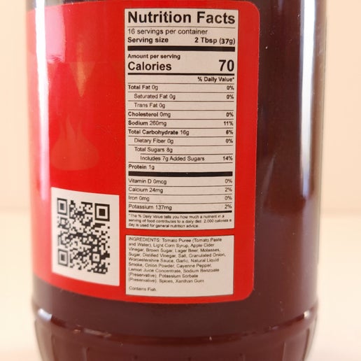 Ingredients and nutrition facts listed.