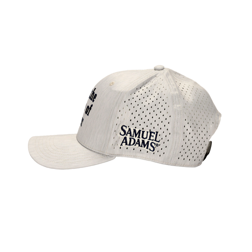 Side view of hat features Samuel Adams logo on mesh backing.
