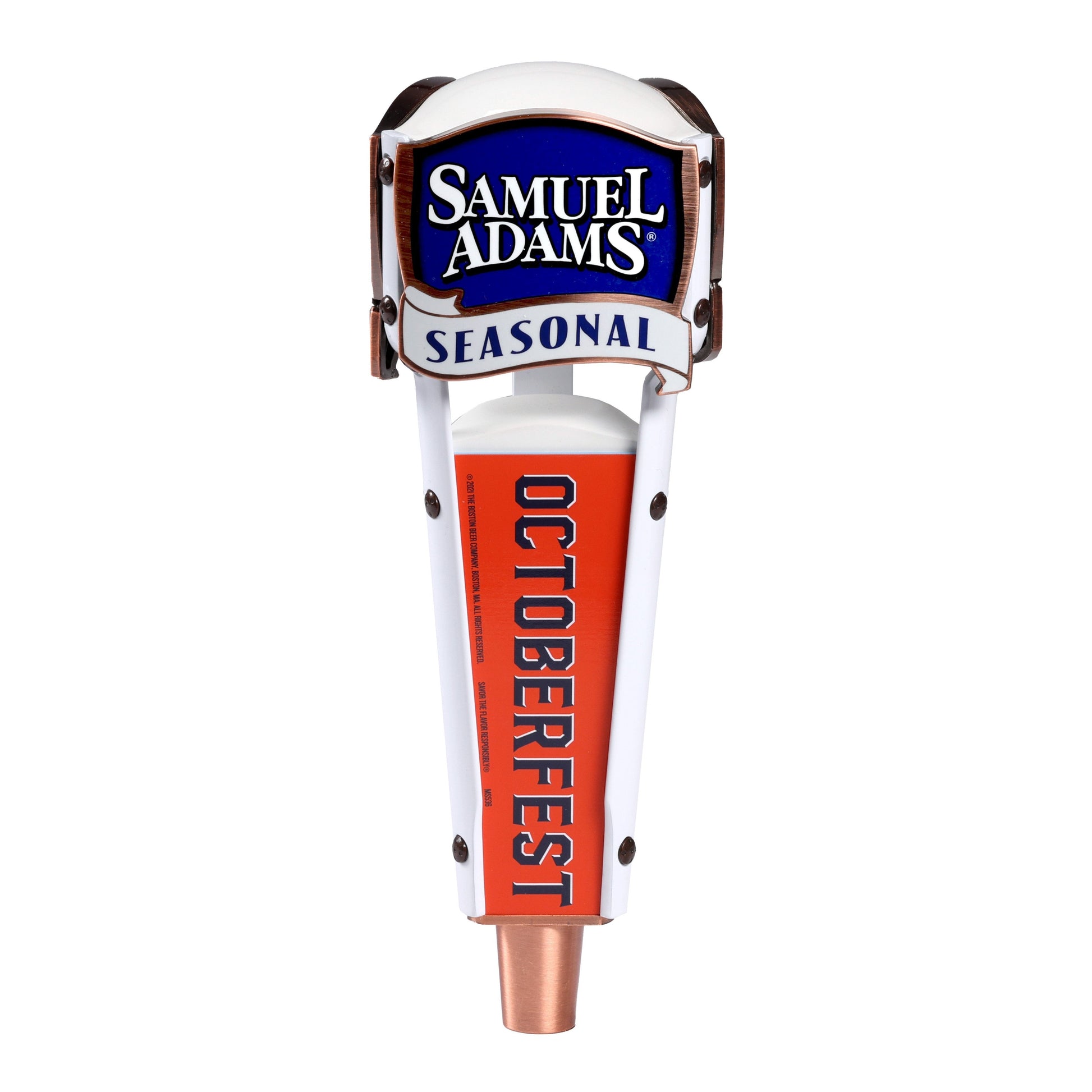 Shorty Samuel Adams Seasonal Tap Handle with interchangeable labels. Pictured here with the Octoberfest label.