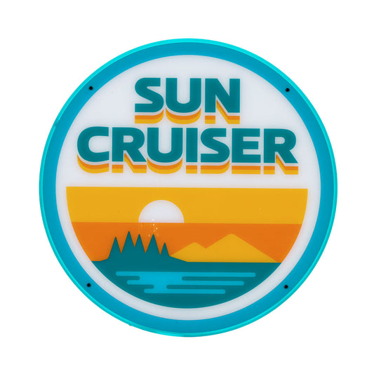 Classic Sun Cruiser circle logo LED in teal, orange, and yellow 