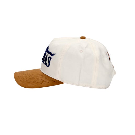 Side view of Utopias Suede Brim Five Panel Snapback