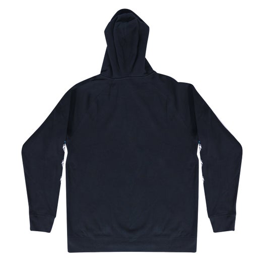 Backside of navy Zip Hop Sleeve Hoodie